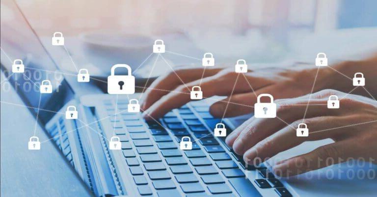 互联网安全和数字数据保护概念, 网络安全网络, 网络安全和区块链概念